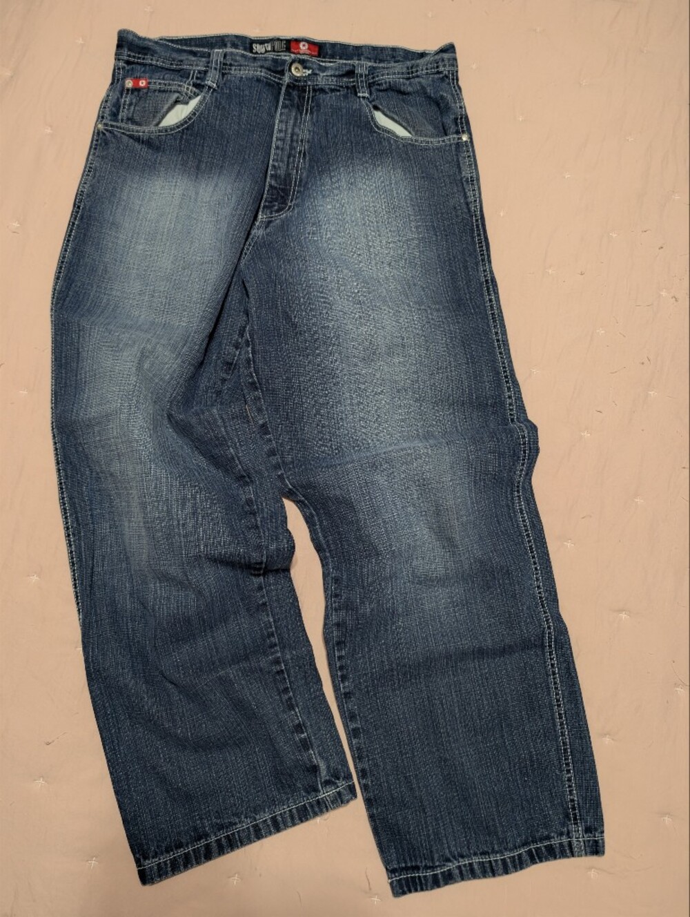 Vintage Y2K Southpole Red Label Relaxed Fit Men's Denim Jeans in Dark Blue Wash